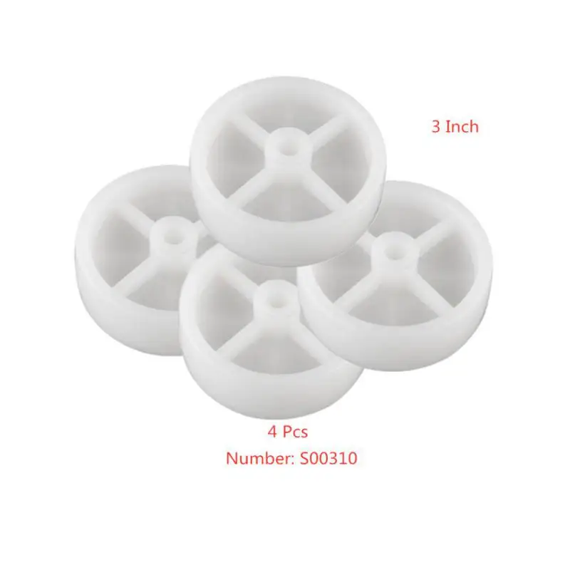 

(4 Packs) Casters 3 Inch White PP Single Wheel Diameter 75mm Bearingless Nylon Agricultural Machinery