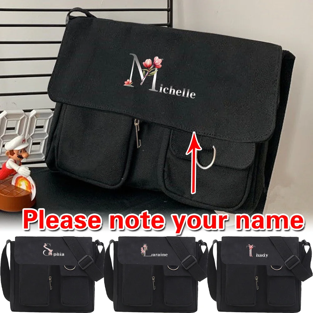 

Personalized Customized Name Messenger Bag Fashion Crossbody Pack Eco-friendly Phone Pouch Canvas Teenager Shoulder Tote Bags