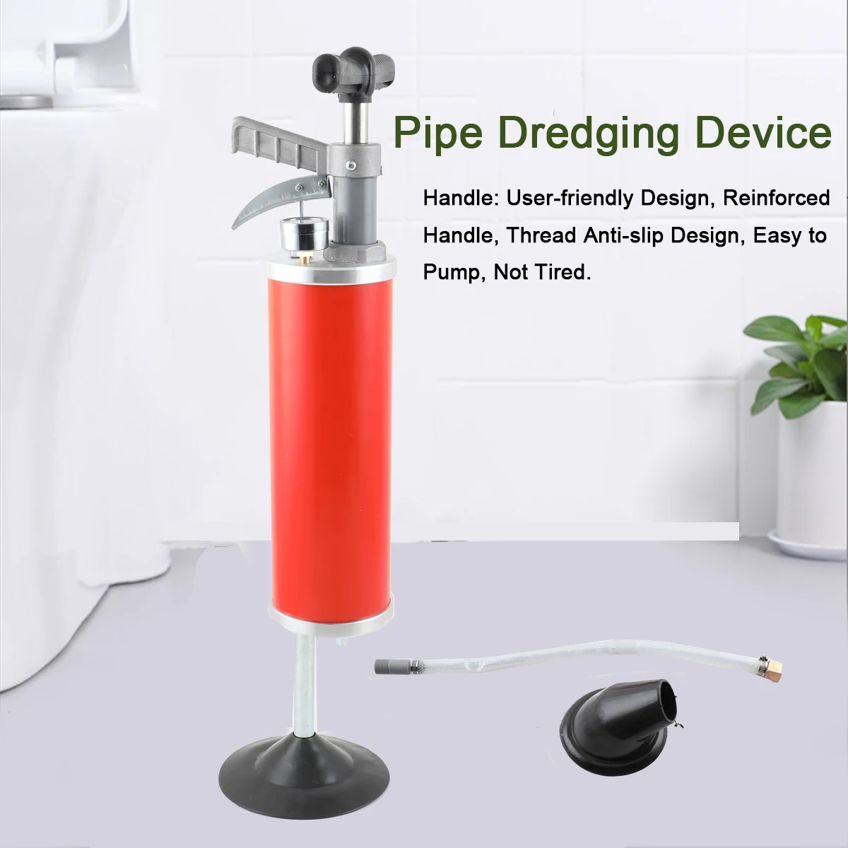 Abflussreiniger, Luftdruck-Rohrreiniger, Aluminiumlegierung und Edelstahl, 0,7 MPa Druck für Toiletten, Waschbecken mehr – Detail 8