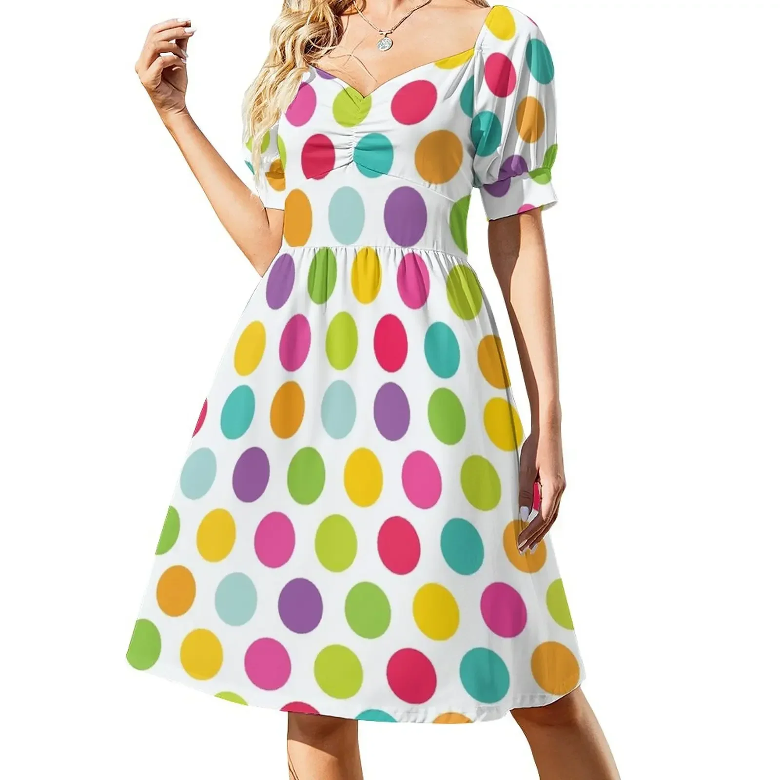 Multicolored Polka Dots Short-Sleeved Dress evening dresses women Casual dresses women's evening dresses 2025 Dress