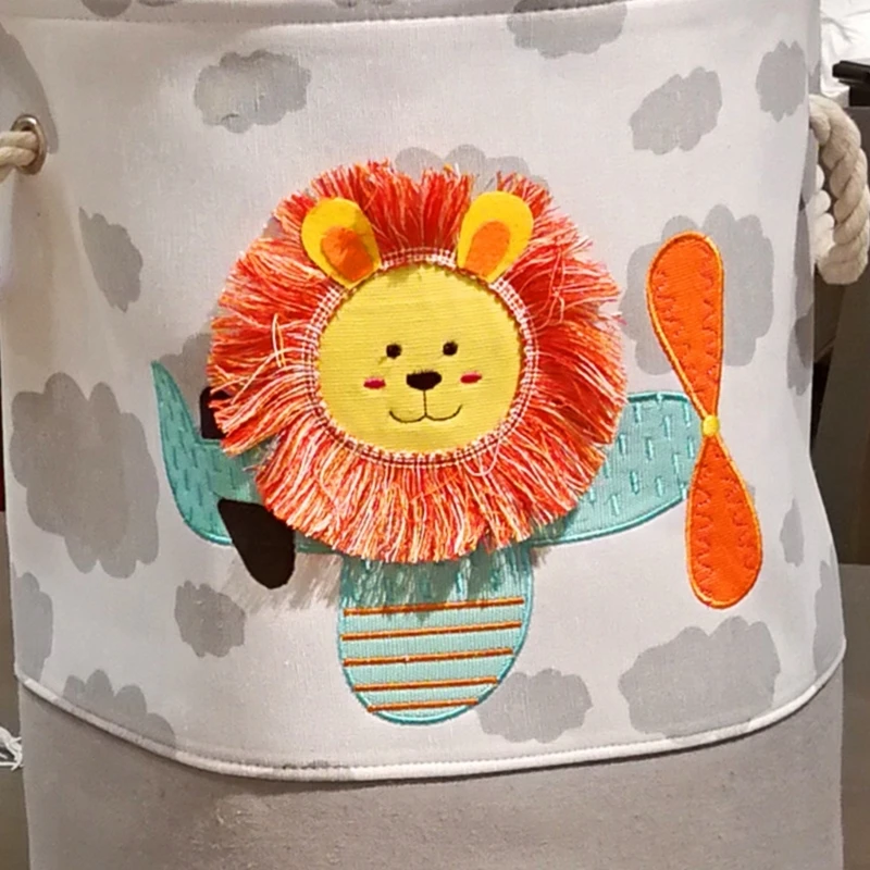 Lions Bucket Giraffe Basket Giỏ lưu trữ Canvas Giỏ lưu trữ Xô lưu trữ có tay cầm