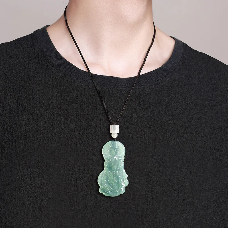 Authentic Natural A-Grade Blue Water Mazu Jade Pendant Ice Type Unisex Safe Wholesale For Men's Gifts Women's Jewelry Drop Ship