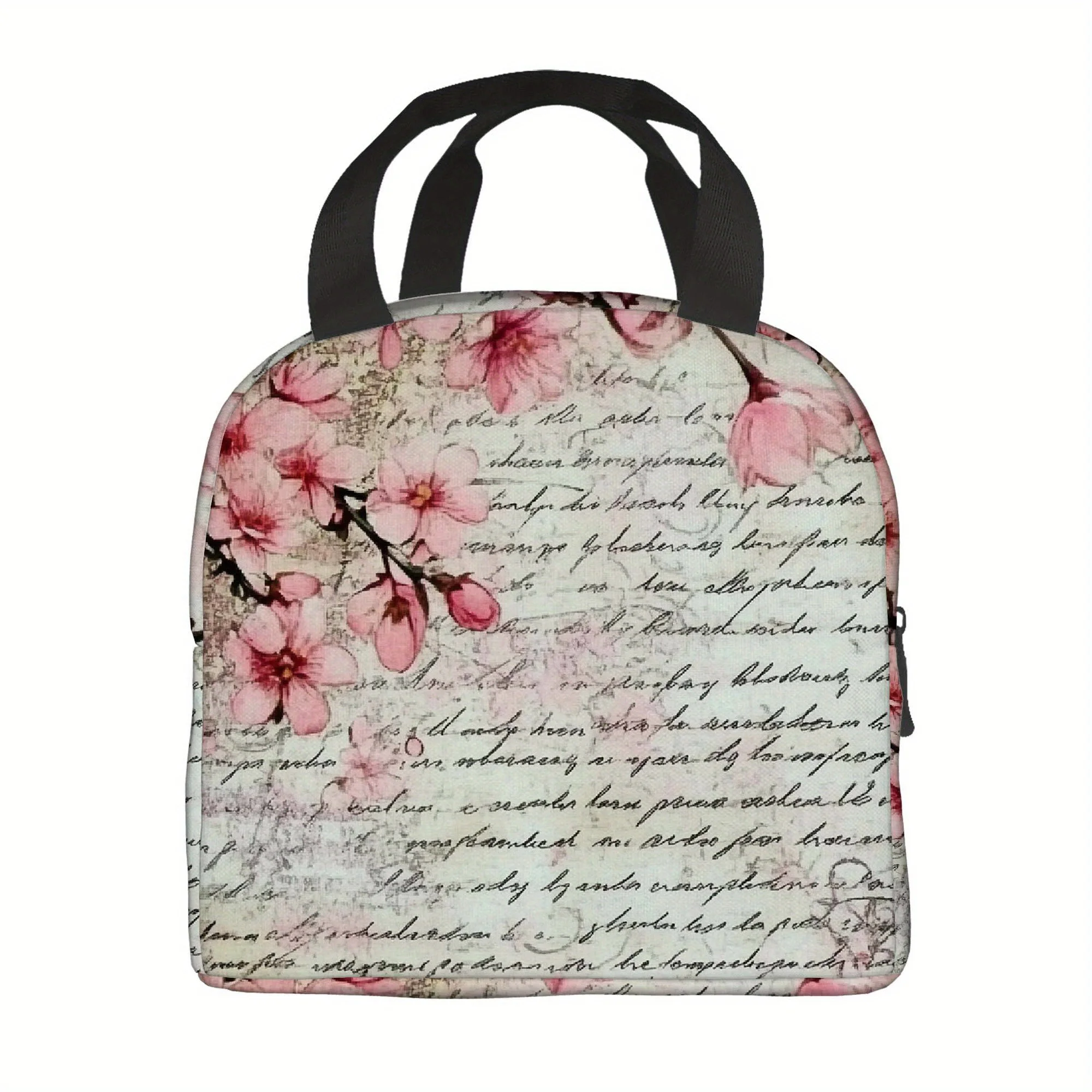 

1 шт. винтажная термосумка с цветочным принтом и фоновым рисунком, изолированная, для охлаждения, портативная, многоразовая, унисекс, для дома