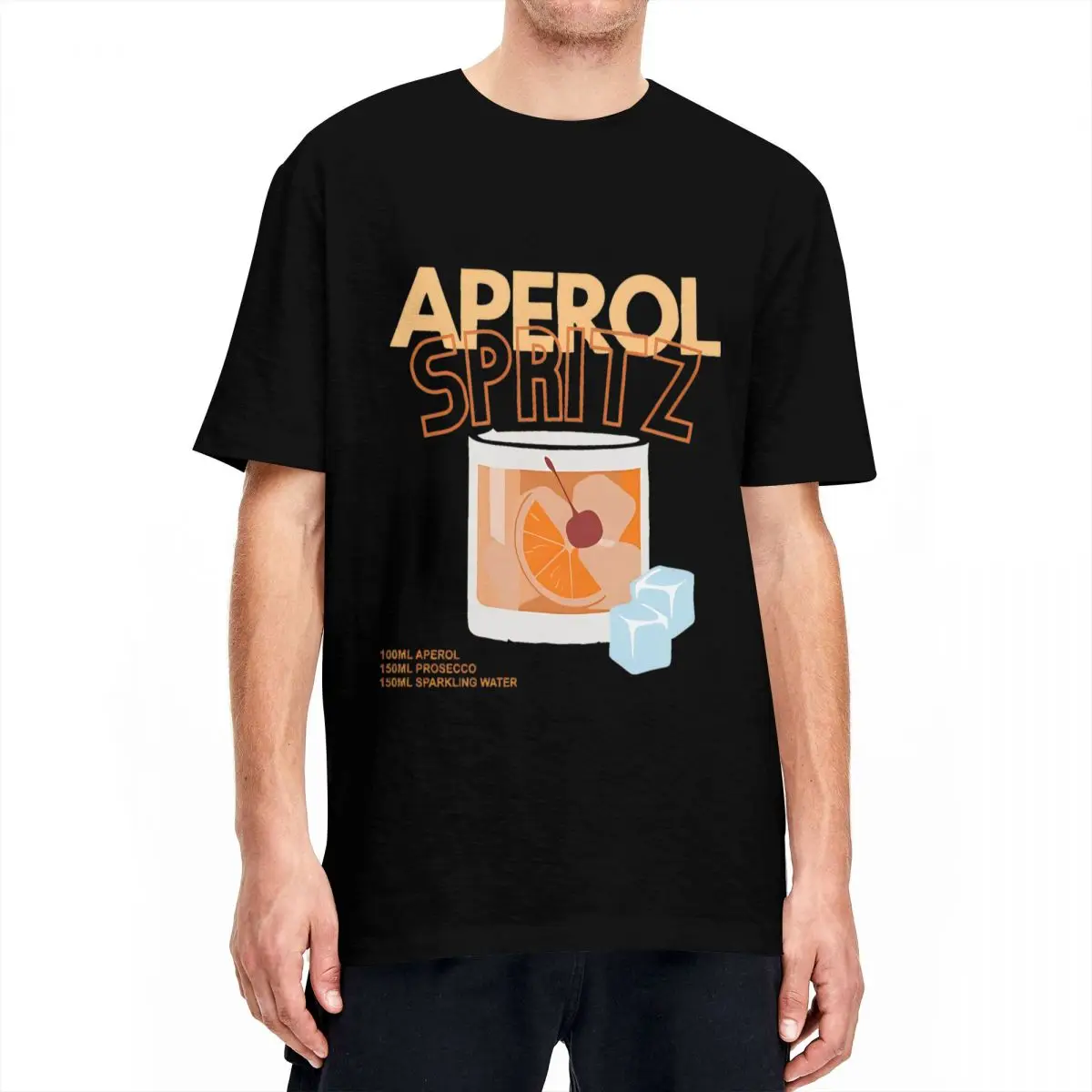 Funny Aperols Spritz Drinking Alcohol T Shirt Men Round Neck Short Sleeve Clothes Cotton Summer Tops