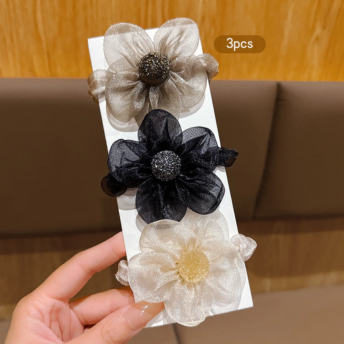 3-bloem haarringen Koreaanse versie zoete wind rubberen band haaraccessoire geschikt voor dagelijks gebruik hoofddeksels