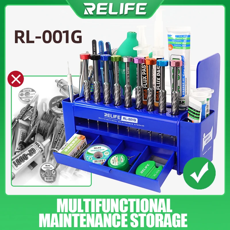 RELIFE RL-001G Sorting Parts Storage Box Screwdriver Mobile Phone Maintenance Desktop Rack Electronic Accessory Organizer Tool