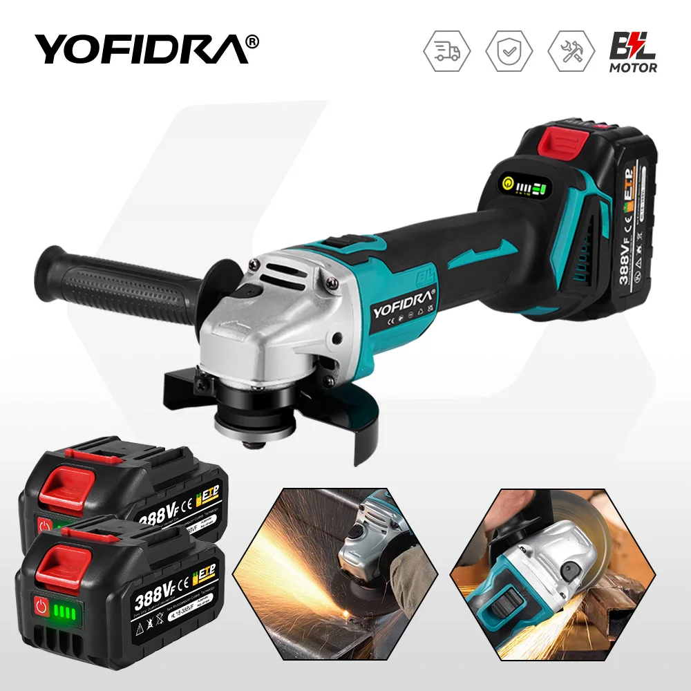 Smerigliatrice angolare senza spazzole da 125 mm 4 marce Rettificatrice efficiente senza fili Taglio Utensile elettrico per la lavorazione del legno Perno batteria Makita