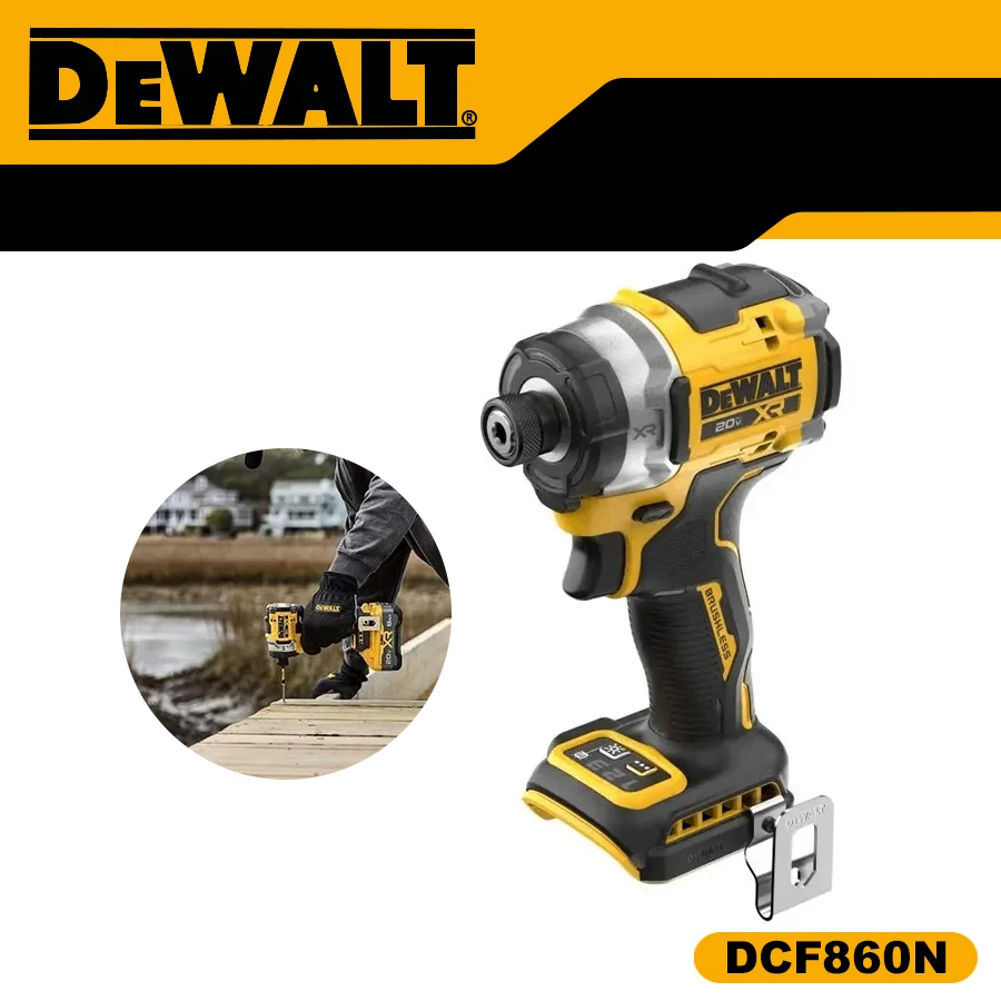 DEWALT DCF860N 20V Cordless Impact Driver Brushless Motor 282NM Electric Screwdriver 1/4'' Brushless Rechargeable Power Tool