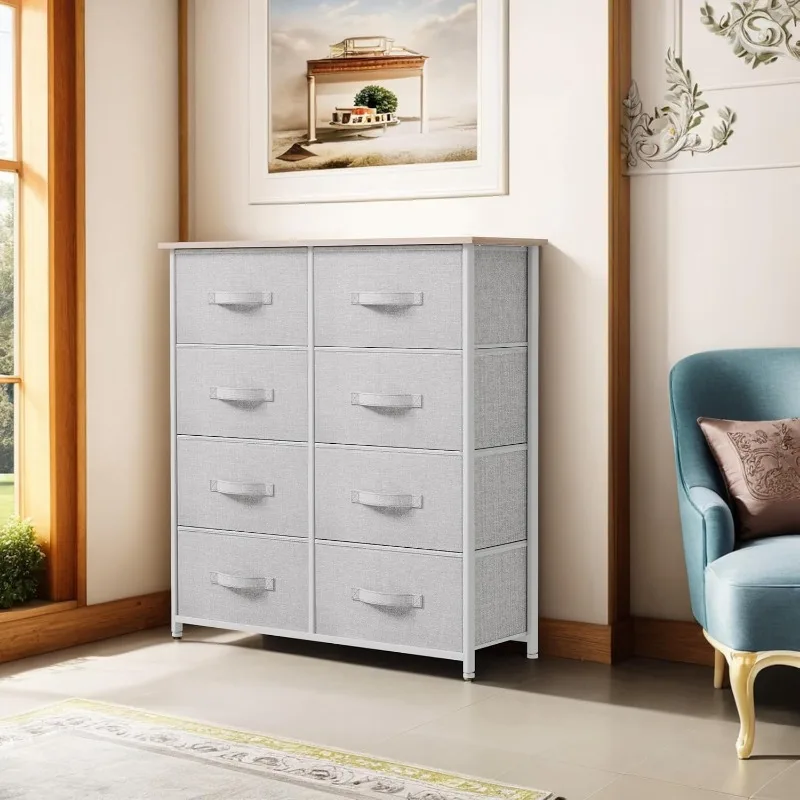 8 Drawer Dresser - Fabric Storage Tower, Organizer Unit for Bedroom, Living Room & Closets - Sturdy Steel Frame, Easy Pull