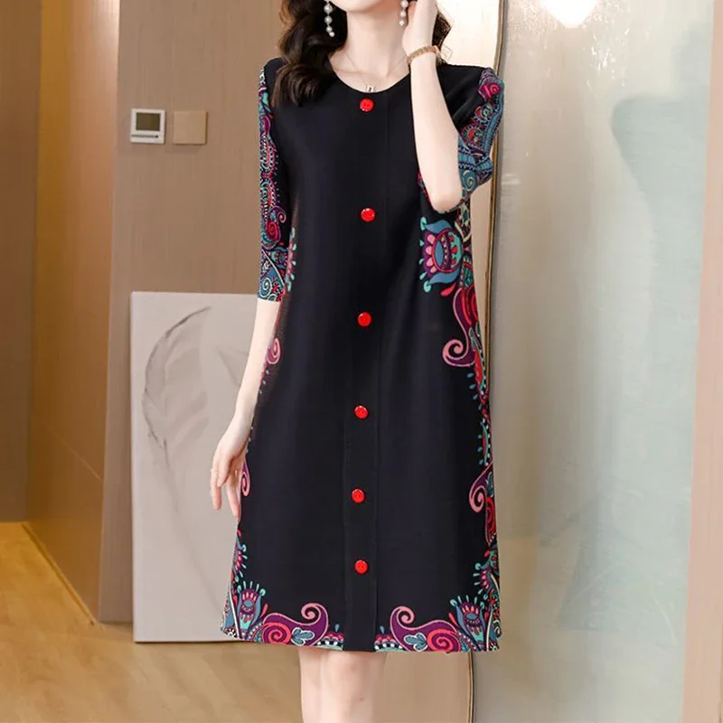 Plisowana wiosenna i jesienna sukienka dla nowej mamy Duży luźny, wąski kardigan Sukienka Boho Sukienka LOOSE