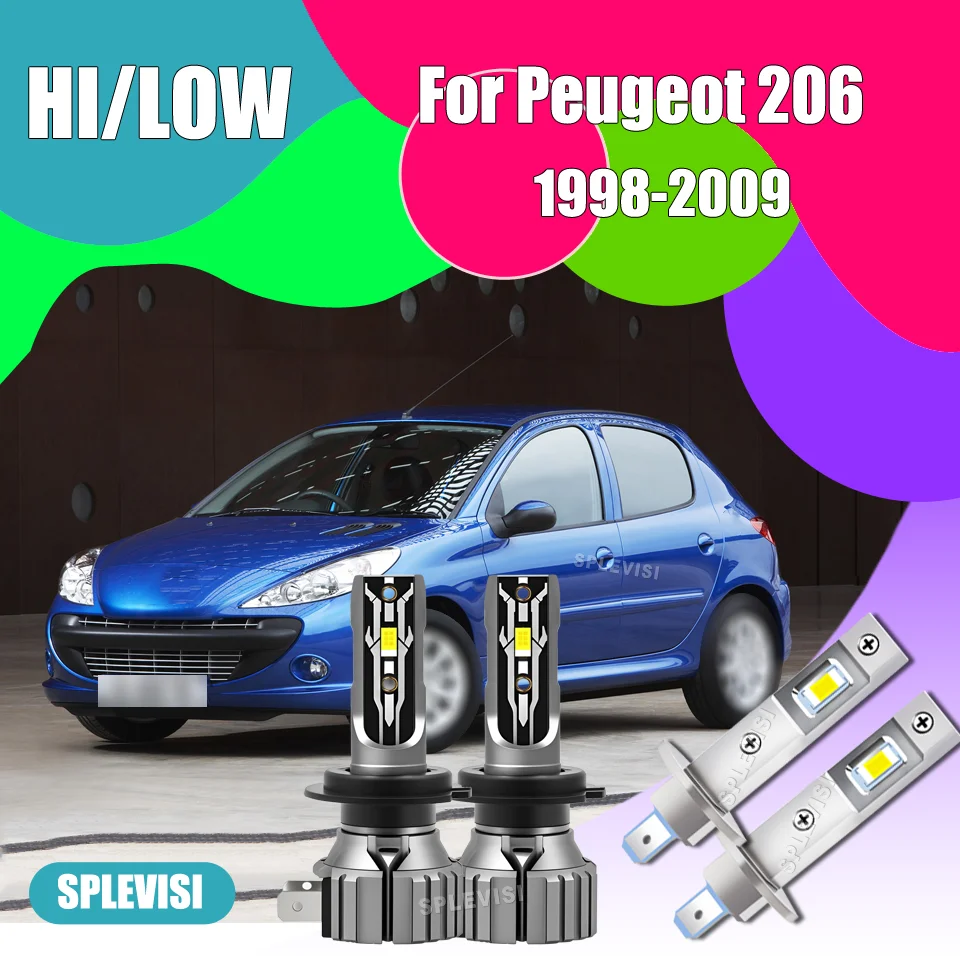 

Upgrade H1 H7 LED Headlights High Low Beam Auto Accessories For Peugeot 206 1998 1999 2000 2001 2002 2003 2004 2005 2006-2009