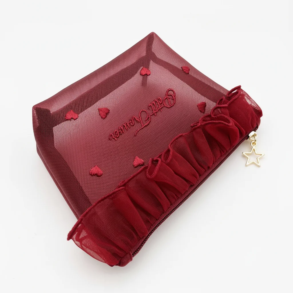 Dacron Lace Patchwork Cosmetic Bags Trendy Solid Color Embroidery Makeup Bags Makeup Storage Bag
