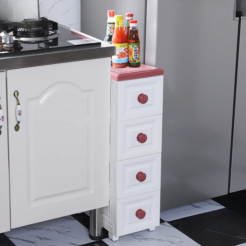 Classic Plastic Cabinet for Kitchen Dust-proof Removable Gap Bathroom Cabinet Creative Simple Household Cabinets for Bathroom