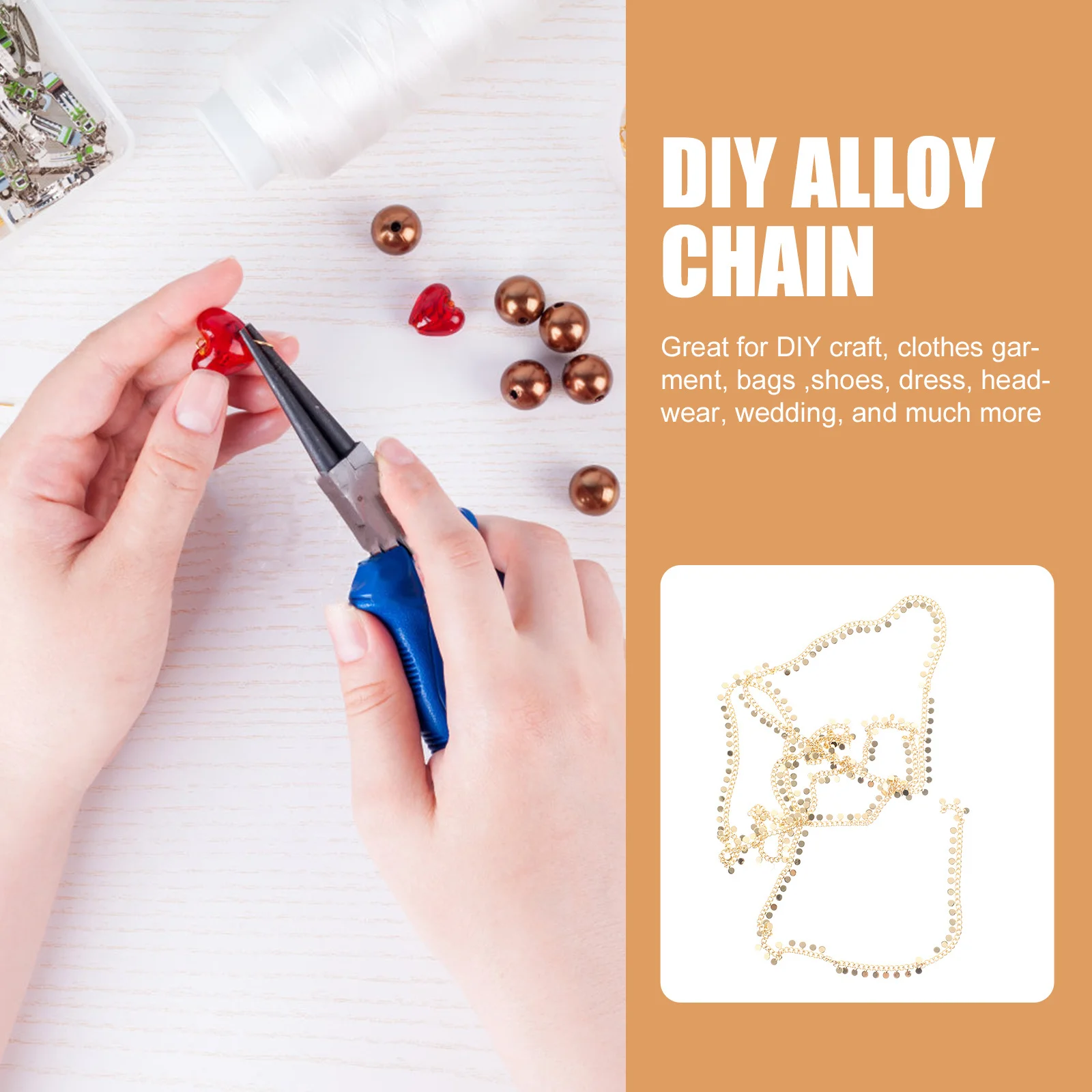 

Metal Flat Round Disc Chain Multipurpose DIY Jewelry Making Necklace Bracelet Craft Decorative Sewing Alloy Loose Link Ornament