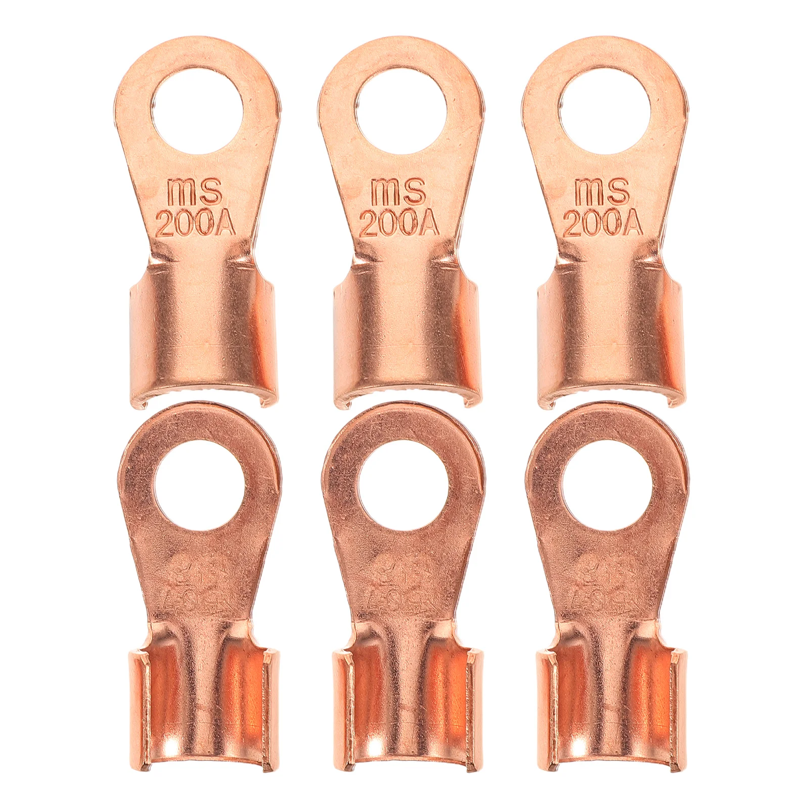 

6pcs Copper Joint Crimp Terminals Connectors Eyelets Lug Bolt Hole Open Design Secure Wire Ear Excellent Conductivity