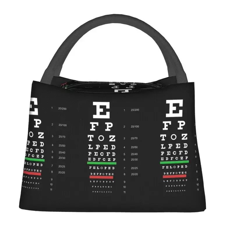 Eye Test Snellen Chart Thermal Insulated Lunch Bag Women Optometrist Optician Resuable Lunch Box for Work Picnic Food Bags