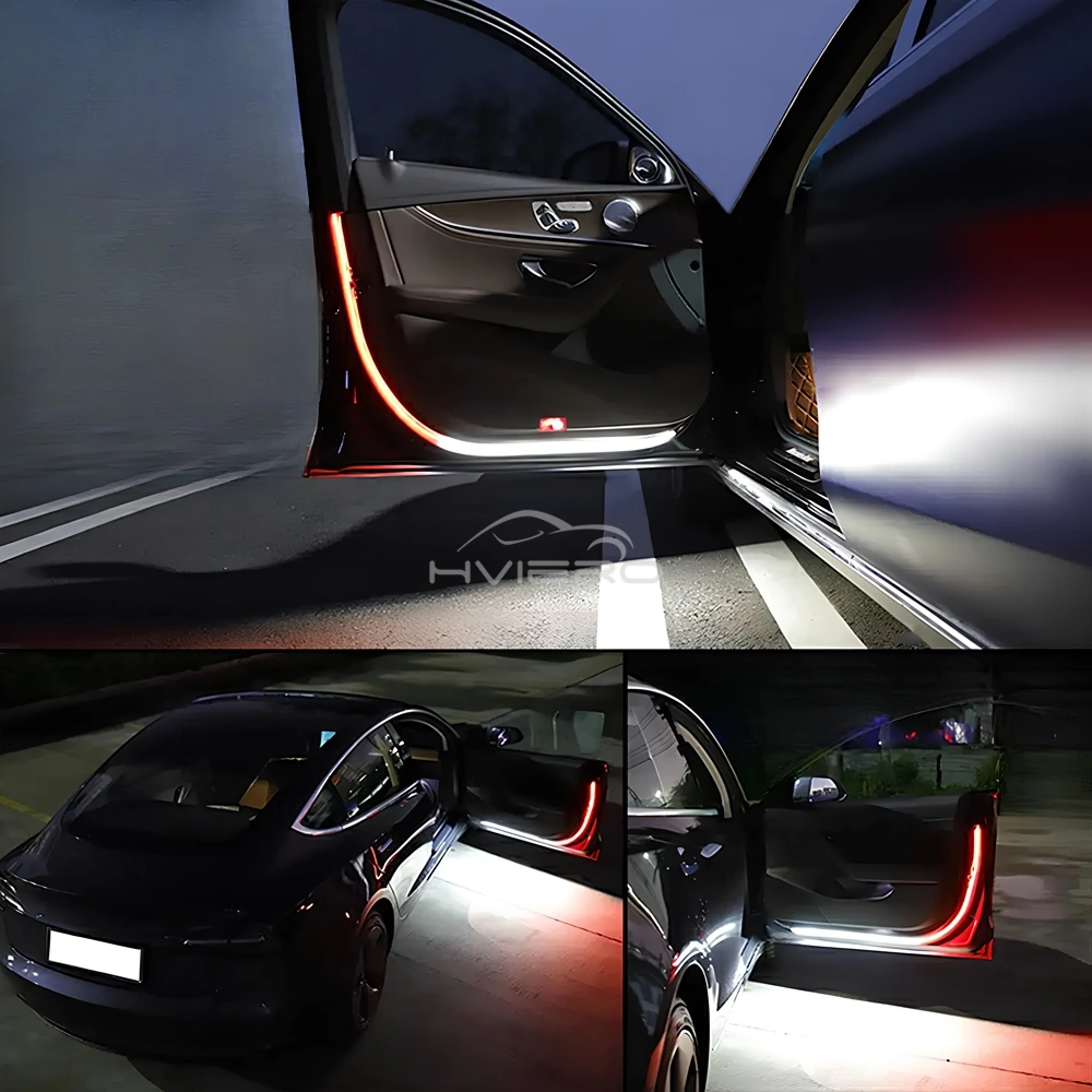 Anti Collision White Red Flash LED Auto Strobe Light Car Doors Parking Streamer Warning Strip Signal Lamps Lighting Multipurpose
