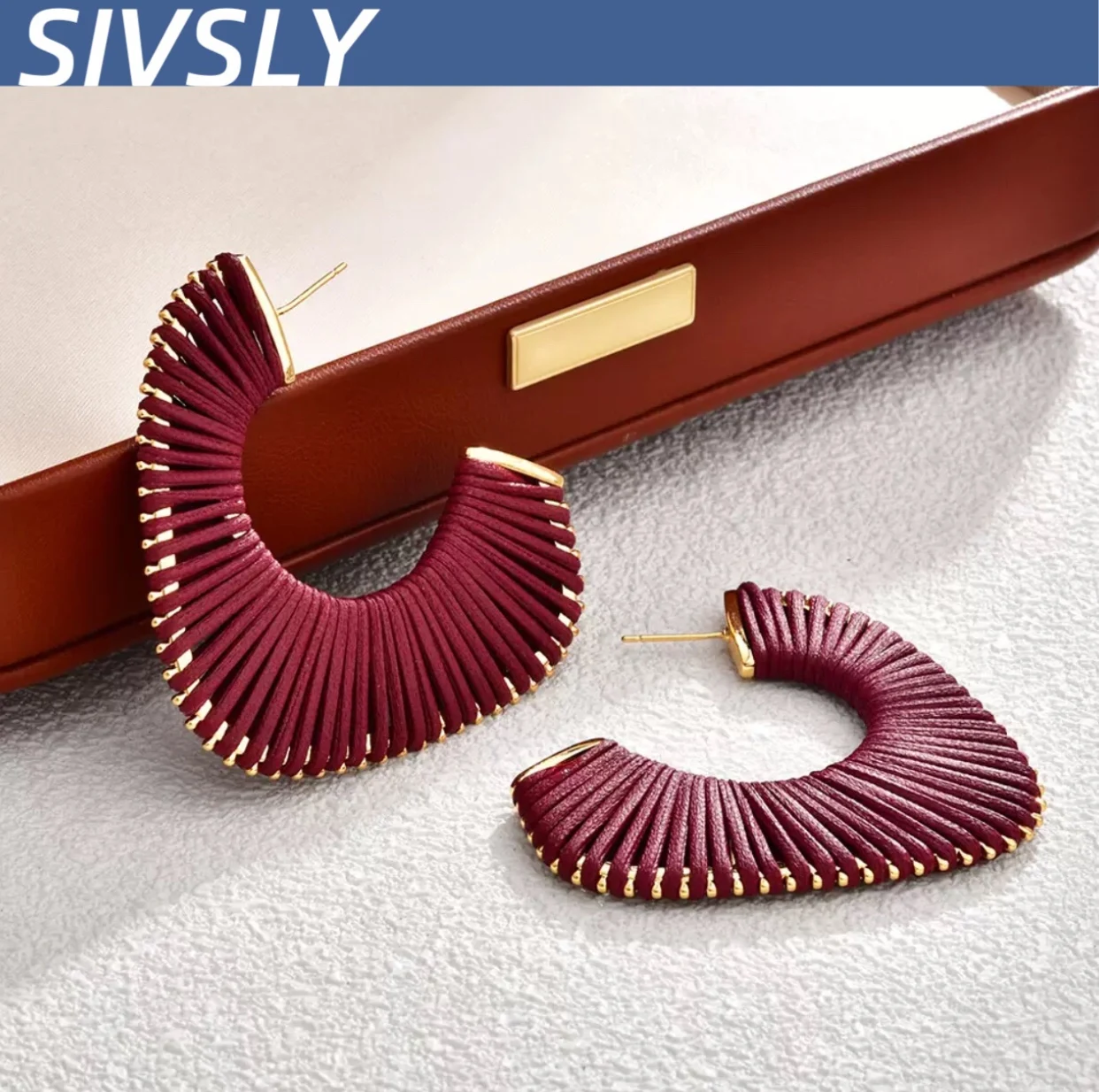 

[Unique] European and American exaggerated hand-woven earrings, elegant temperament, trend, unique design, fashionable