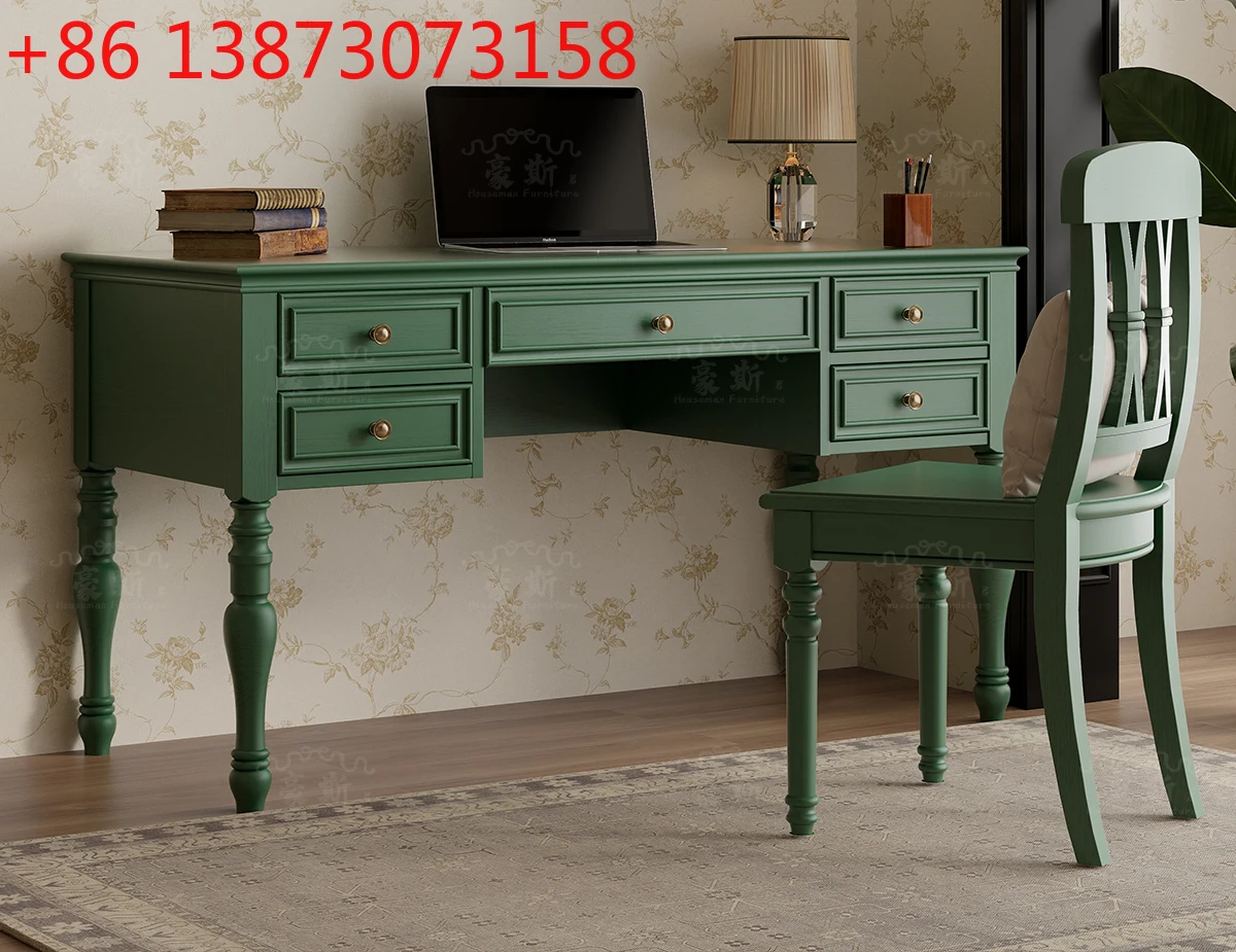 Home Office With Two Desks - Biurko w stylu vintage 2w1, z