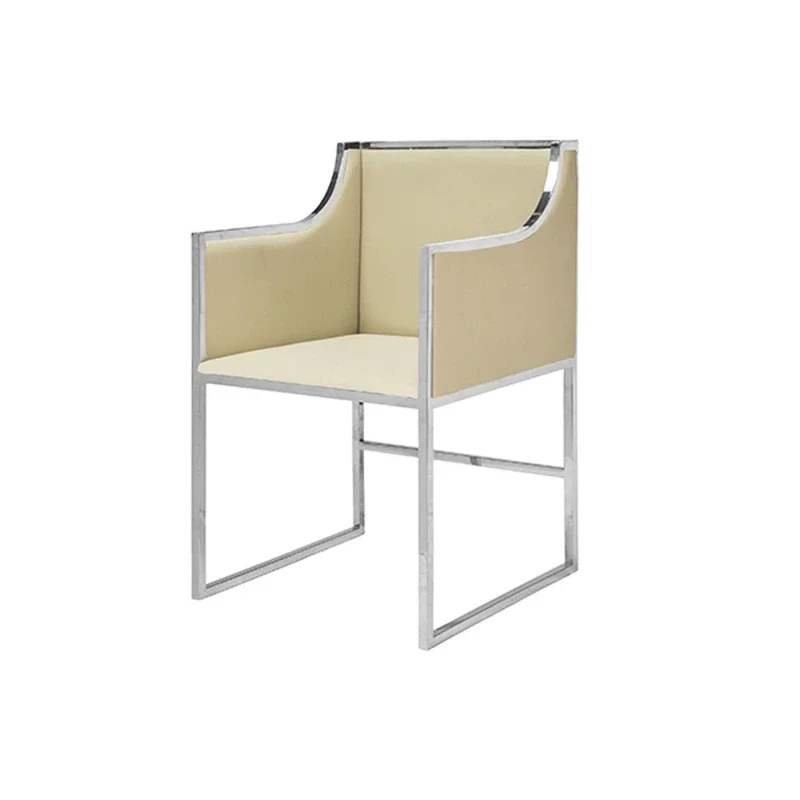 

Modern light luxury stainless steel simple soft decoration design American furniture/villa model room luxury dining chair