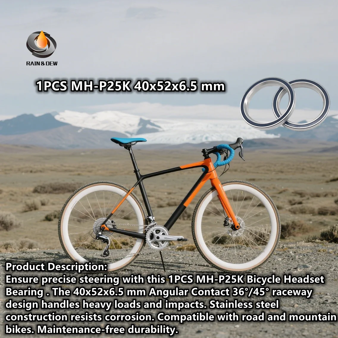 

1PCS MH-P25K Bike Headset Bearings 40X52X6.5 mm 36/45 ACB Road MTB Angular Contact Bicycle Bearing ACB4052