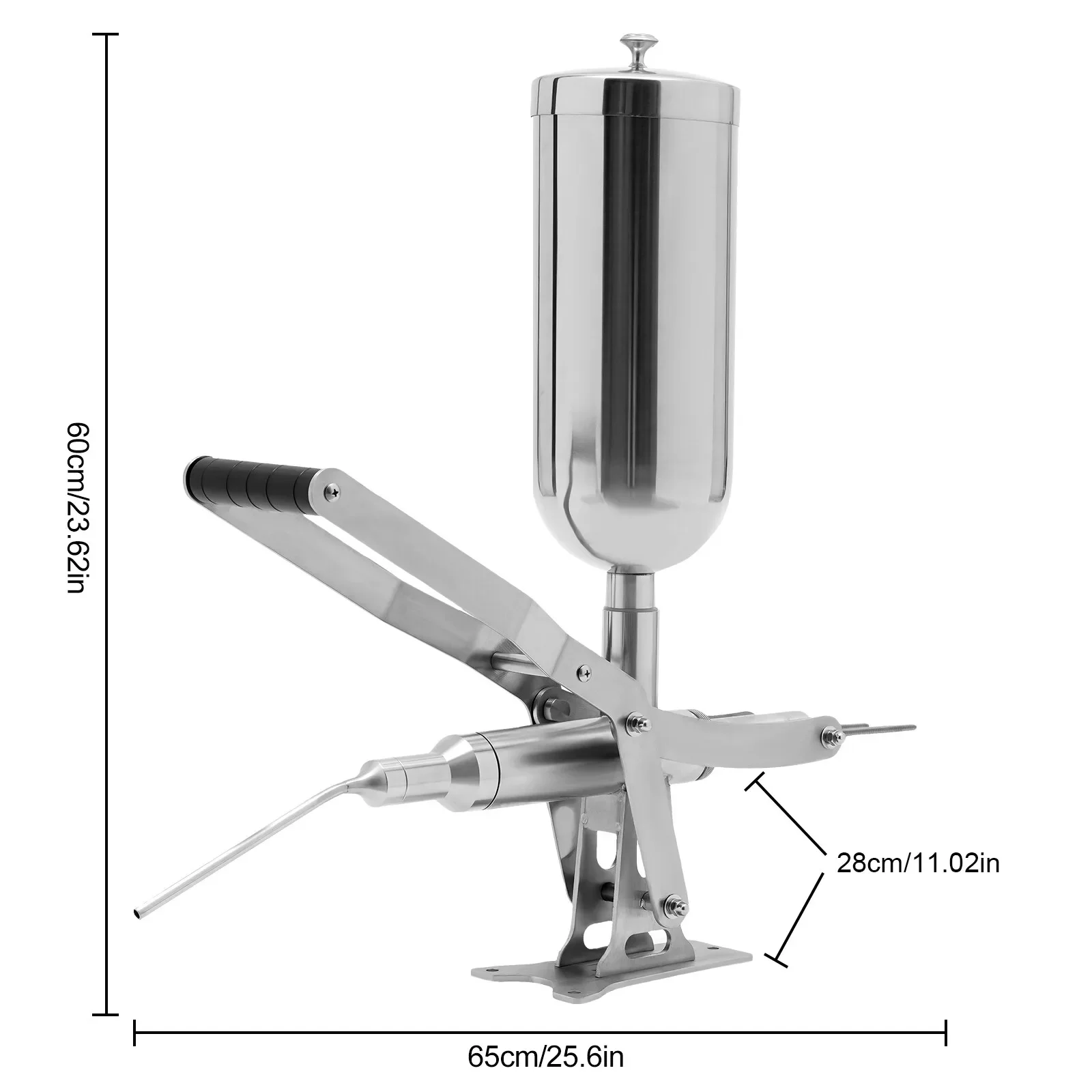 Plug & Pull Manual Donut Filler 5.28QT Stainless Steel with 4 Pipes for Fast Easy Donut Filling