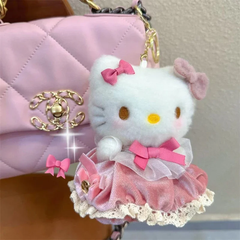 Sanurgente-Peluche douce Hello Kitty, beurre, dessin animé mignon, breloque KT, ornements de mode, décoration de sac d'école, jouets pour filles et enfants, cadeaux