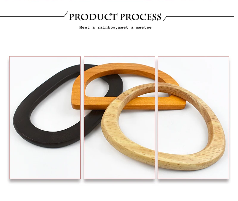 2Pcs Deepeel Solid Wood Bag Handle Women's Handbag Woven-Bag Wrist Ring Handles Purse Frame Handmade DIY Bags Accessories
