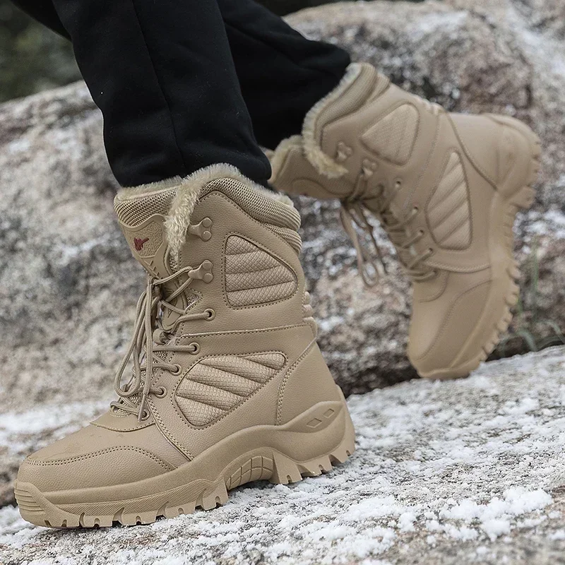 Men\'s Tactical Boots Outdoor Hiking Shoes for Men Anti-slip Desert Combat Wear-resistant Boots Male Solid Color Snow Boot Hot