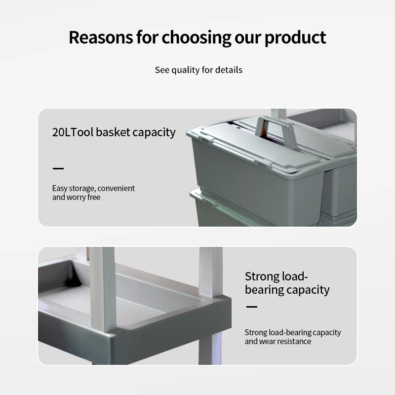 YJ-05 Series Cleaning Cart Hotel Rooms Property Cart Linen Bag Cleaning Tools Multi Functional Hand Pushed Utility Cart