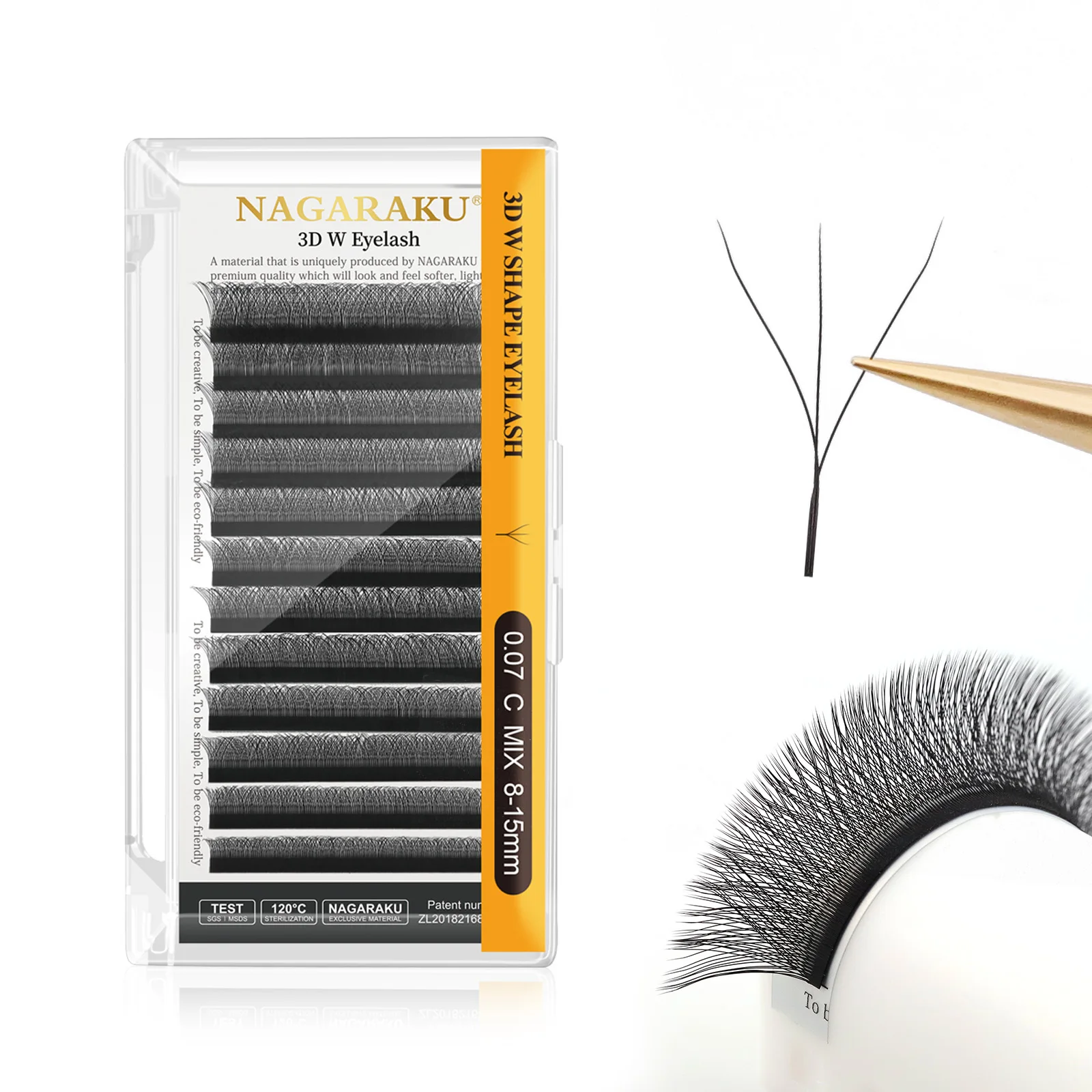 NAGARAKU Automatische Blumen-W-Volumenform 3D Vorgefertigte Fächerwimpern Natürliche Weiche Leichte Einzelwimpern Volle Dichte Faux-Mink-Cluster – Detail 2