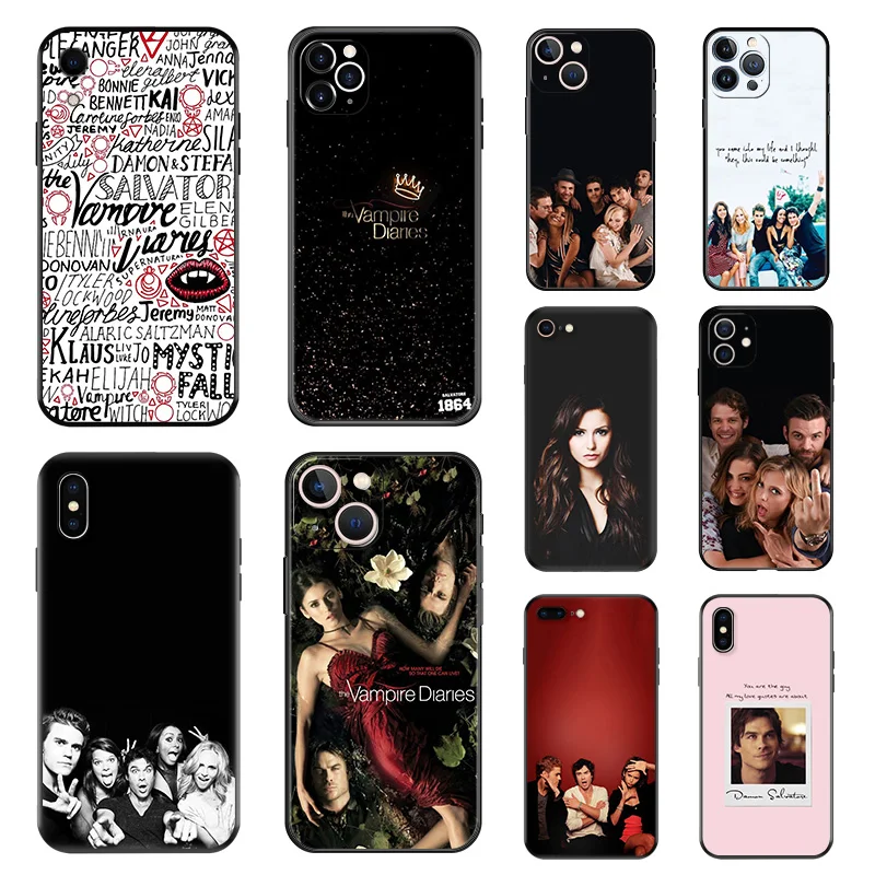 

Matte Phone Case For iphone 16 Plus 15 14 13 12 11 Pro Max Mini 7 8 XR 16Pro XSMax 15Pro The Vampire Diaries Black Soft Cover