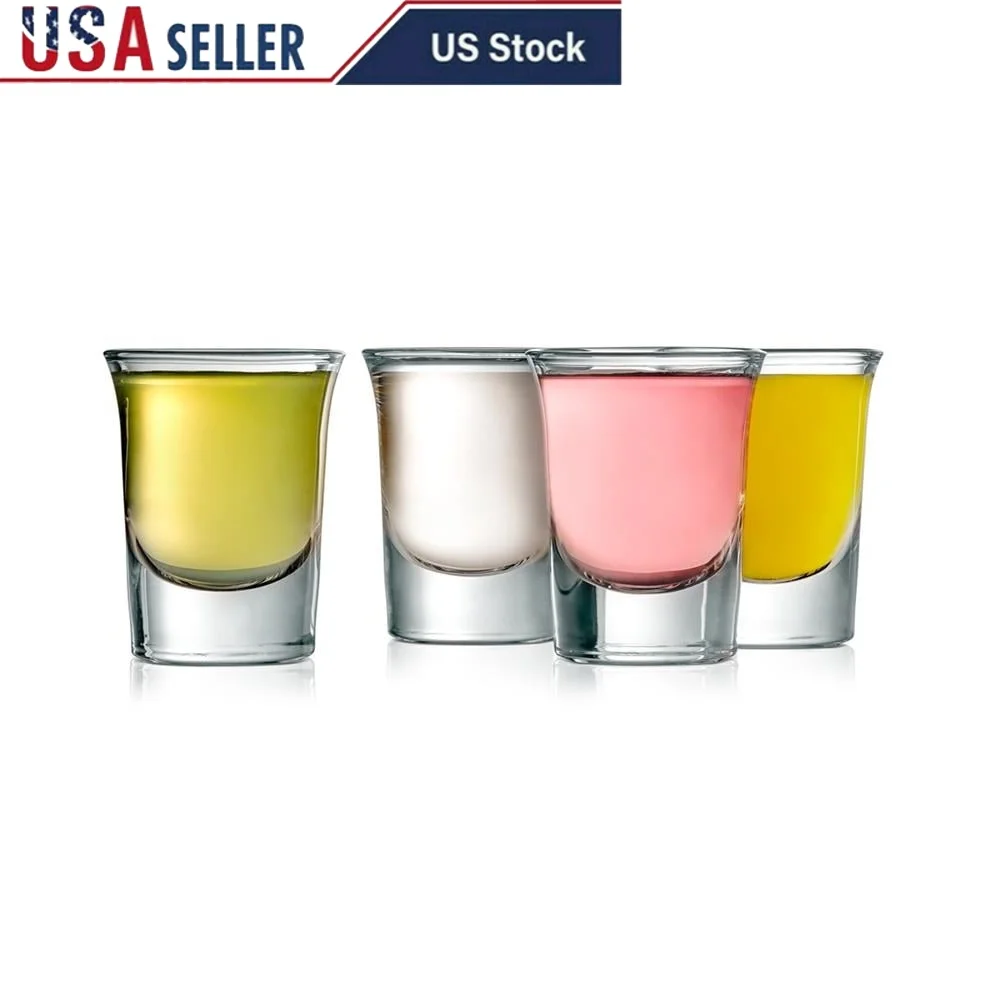Elegant 4 Pack Clear Shot Glasses Thermal Shock Resistant Durable Shatterproof Easy to Clean Stable Base Perfect Whiskey Vodka