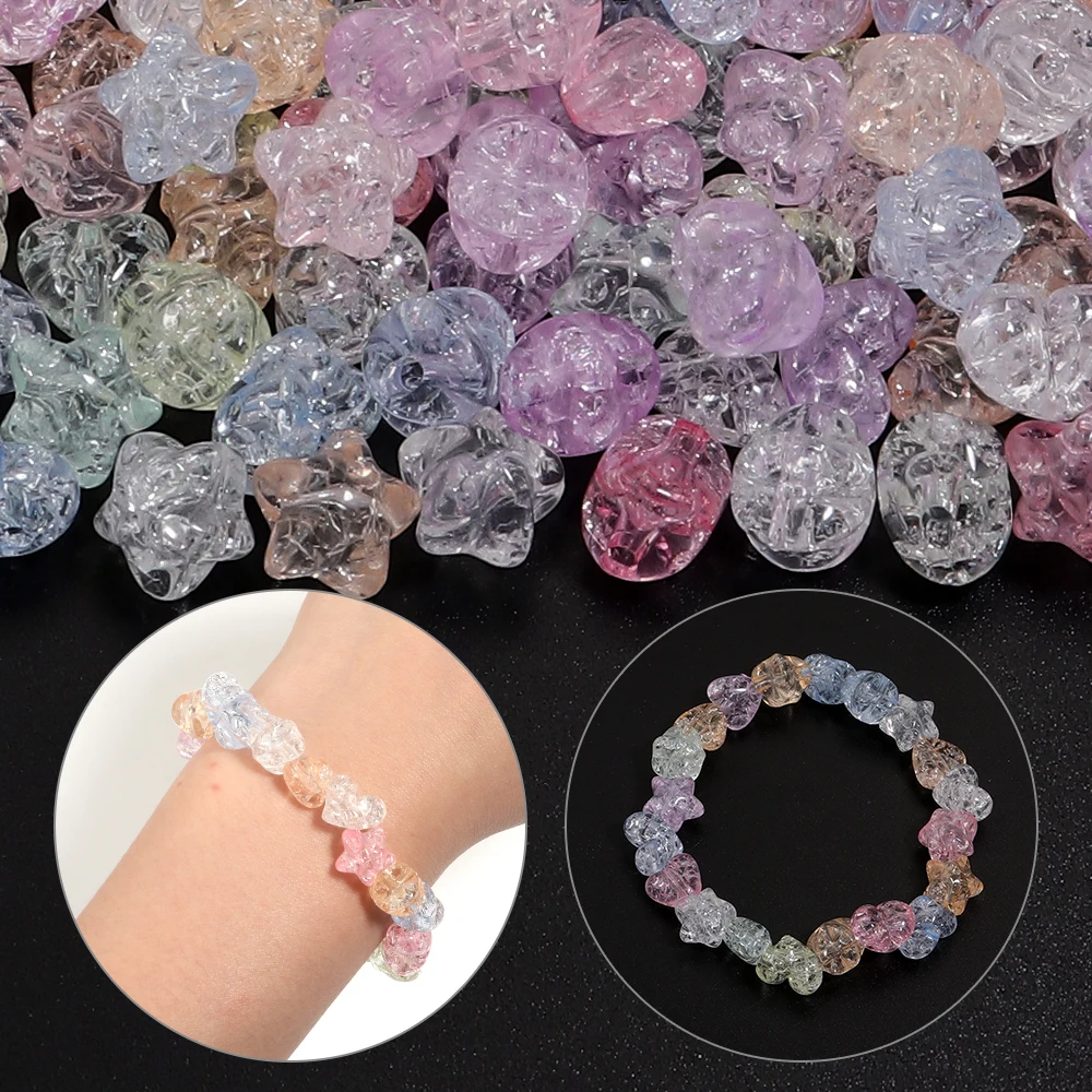 50-100 قطعة واضح الاكريليك انفجار الخرز لون الحلوى ستار القلب خزر عازل DIY بها بنفسك اليدوية لنتائج المجوهرات أساور اكسسوارات #5