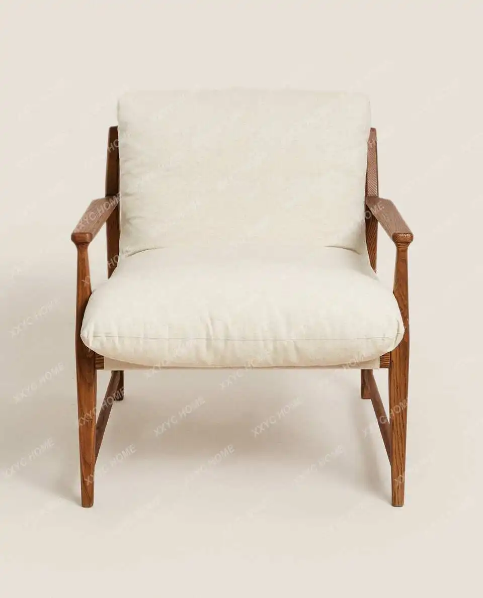Hmodern simple home living room detachable zipper cushion wooden single sofa