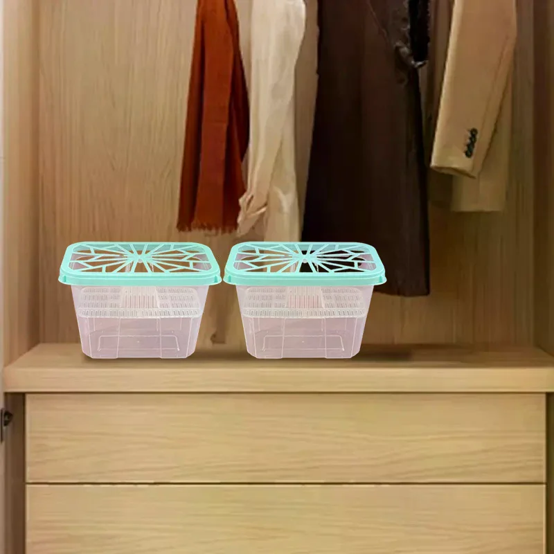 4pcs Large Capacity Moisture Absorber Box Empty Box Dehumidizer Storage Box Reusable For Wardrobes, Bathrooms, Living Rooms