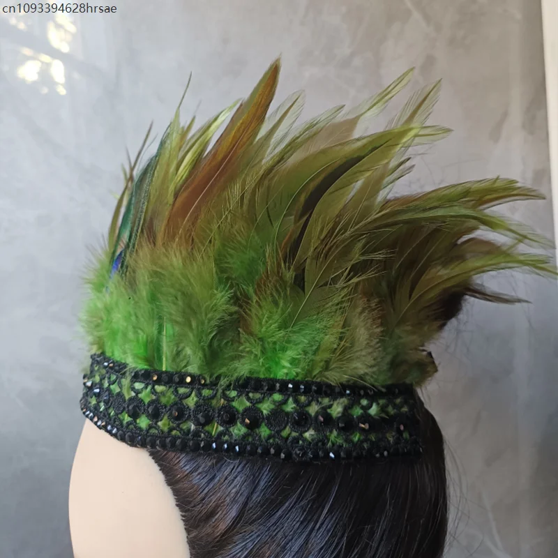 قبعة رئيسية هندية لمرحلة الأداء، أغطية رأس من الريش، أغطية رأس للمهرجانات، تاج شعر فاخر، مرحلة الرقص، ربطة شعر على المنصة