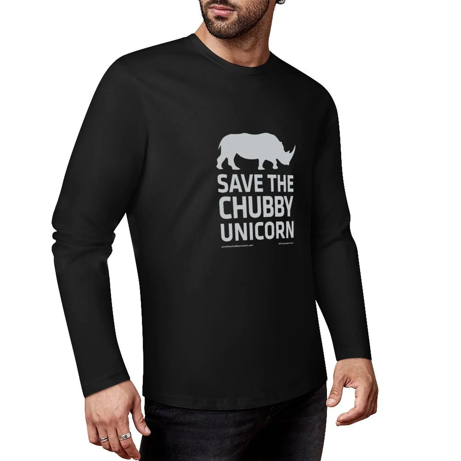 

Save The Chubby Unicorn - Grey Long T-Shirt kawaii clothes cute clothes aesthetic clothes black t shirts men clothing