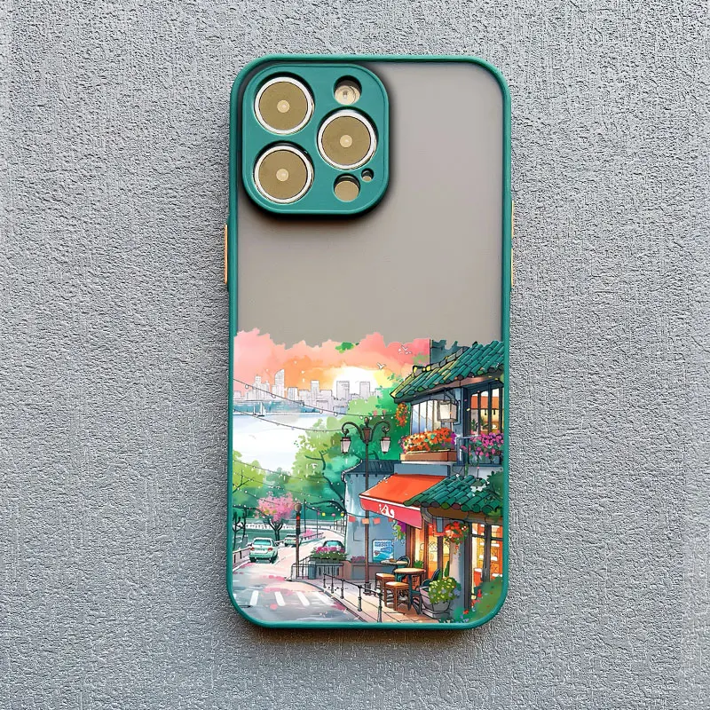 Feine Cartoon-Lila-Straßenlandschaft Handyhülle für iPhone 17 16 Pro Max Plus 15 14 13 12 11 Pro Max Mini XR XS X 7 8 Plus Rückseite – Detail 4