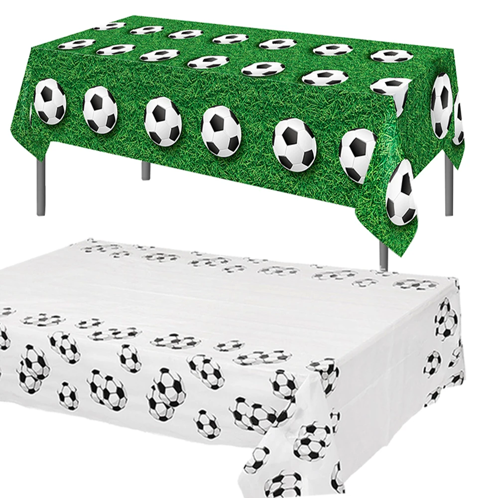 Football Party Disposable Tablecloth Green White Children Boys Birthday Party Soccer Party Sport Match Decor Supplies Tablecover