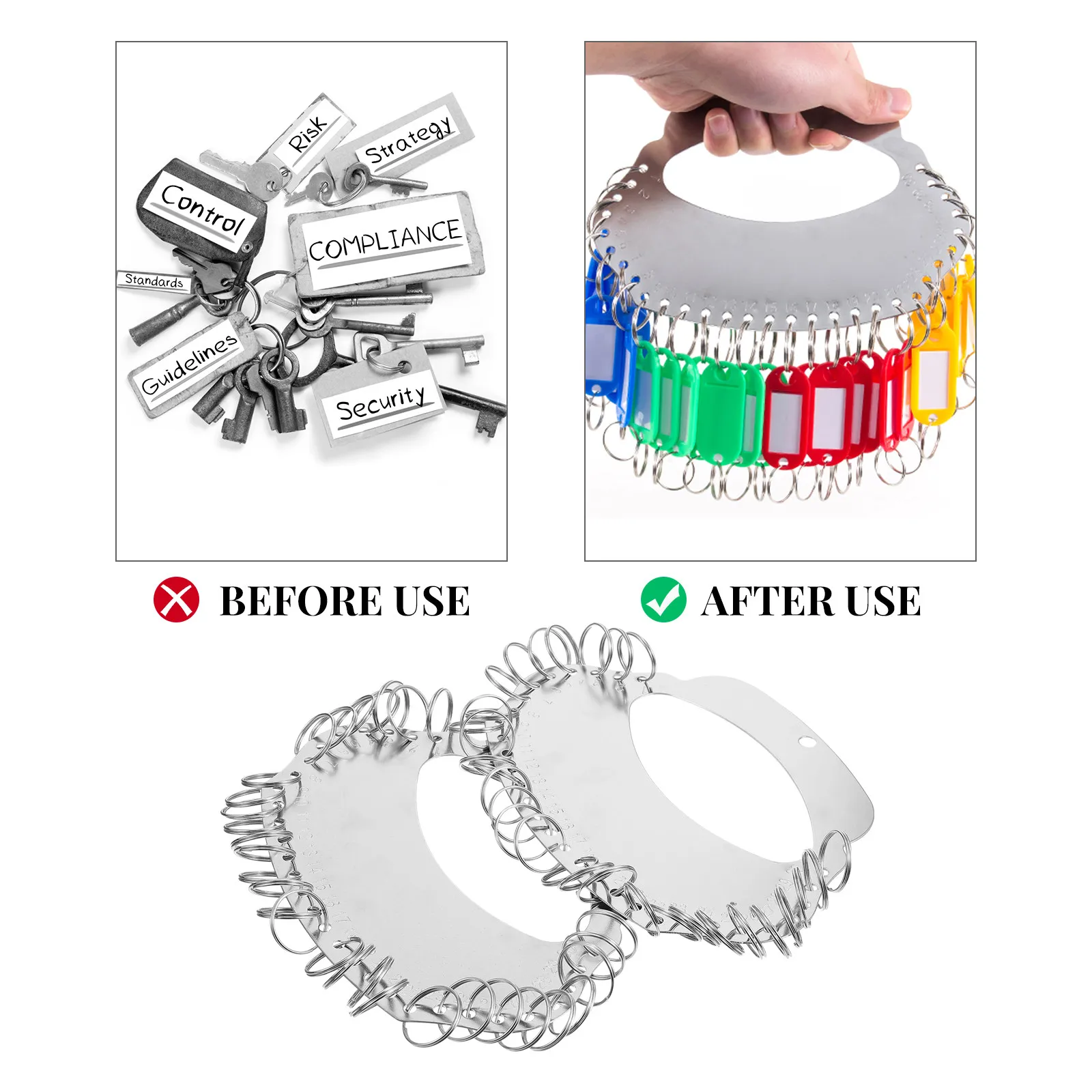 

2Pcs Key Disk Stainless Steel Humanized Design Secure Key Storage Easy Identification Office Warehouse Appliance