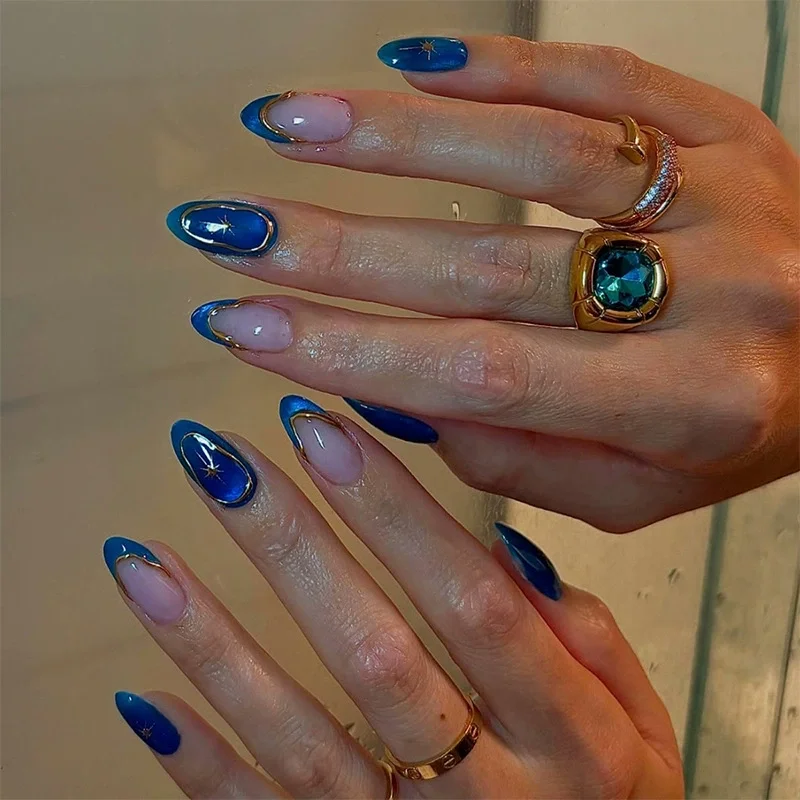 24 pièces courtes amande presse sur ongles faux ongles simples portables ongles à coller faux ongles Наклад Ногти Uñas Postizas Mujer