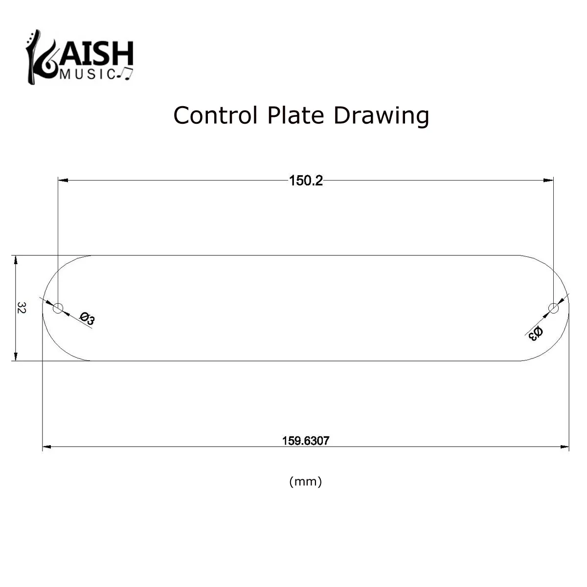 Dopro Standard 32mm Width Blank Control Plate No Holes Aluminum Anodized Tele Control Plate for Telecaster Guitar