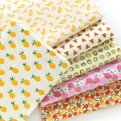 Graceful Pink Green Stripe Fruit Series Apple Banana Printed Cotton Fabric 50x160cm For DIY Sewing Bedding Quilting Cloth Decor
