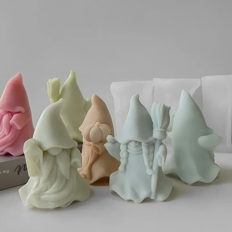 

Dwarf Mold DIY Easter Aromatherapy Candle Halloween Pumpkin Broom Lantern Old Man Plaster Doll Tools