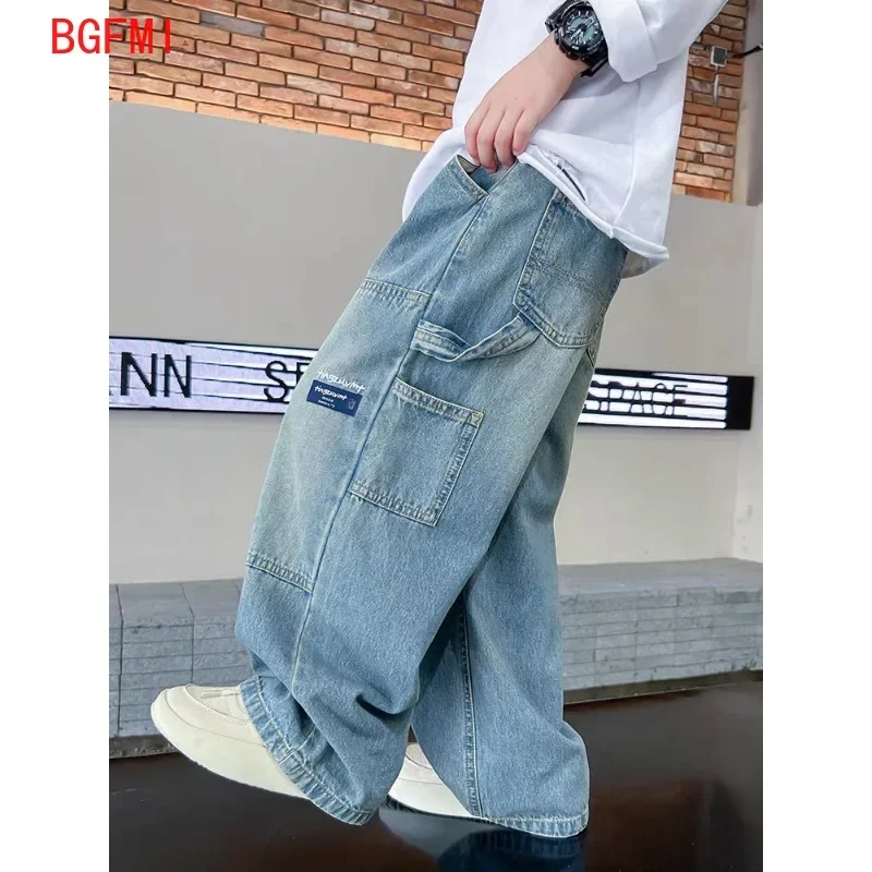 2-10y meninos calças jeans crianças calças jovens crianças jeans adolescentes da criança menino calças soltas moda nova 2025 crianças roupas