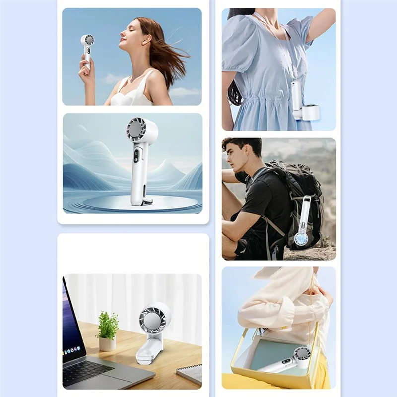 ABGR-مروحة صغيرة محمولة قابلة للطي ومروحة يد صغيرة قابلة للتعليق مع 5 سرعات مروحة محمولة هادئة للداخل