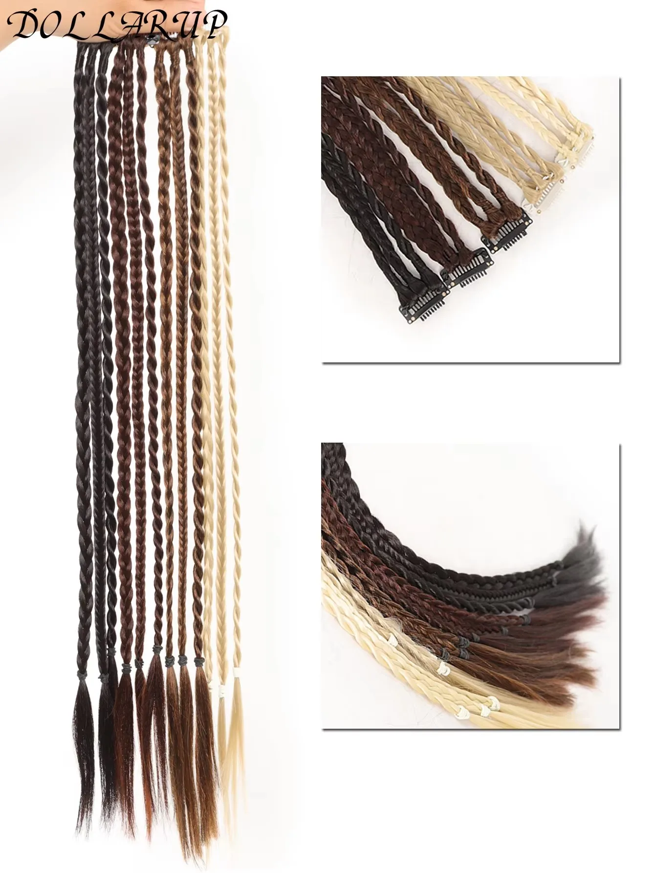 JKL Synthetic Wig Braids With Clip Boxing Braid Dreadlocks Clip In Hair Extension Dirty Braids Boxer Braid Heat Resistat