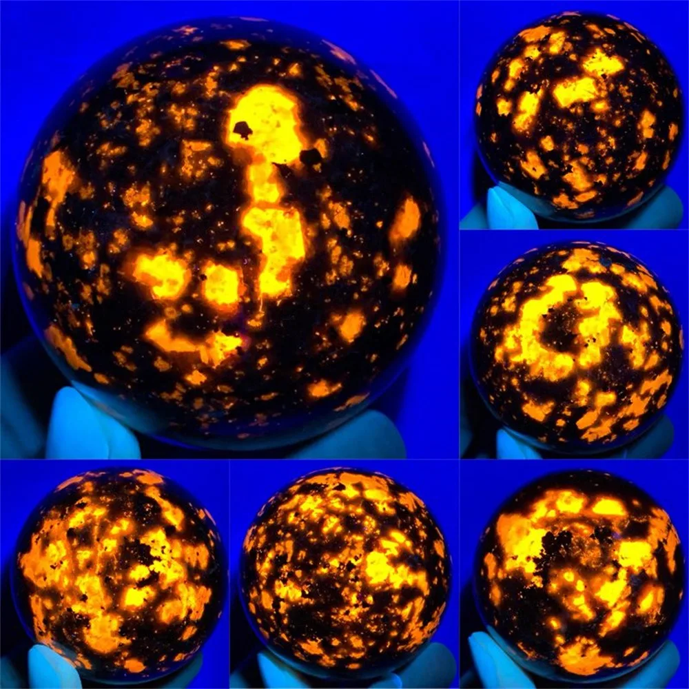 천연 매직 플레임의 스톤, 형광 소달라이트 함유, 자외선 미네랄 볼, 원석 컬렉션