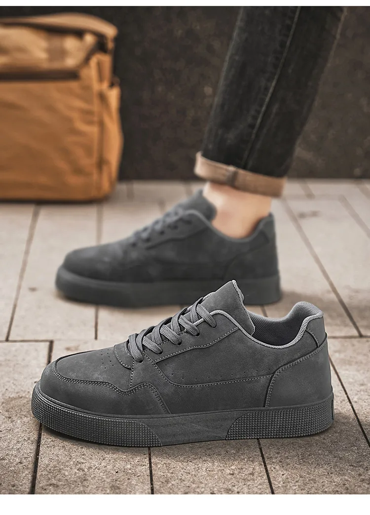 Herren-Skate-Sneaker aus einfarbigem Wildleder, niedrig geschnitten, zum Schnüren, weiche, rutschfeste Freizeitschuhe für den täglichen Weg zur Arbeit, Spaziergänge auf der Straße, Einkaufen, Autofahren – Detail 13